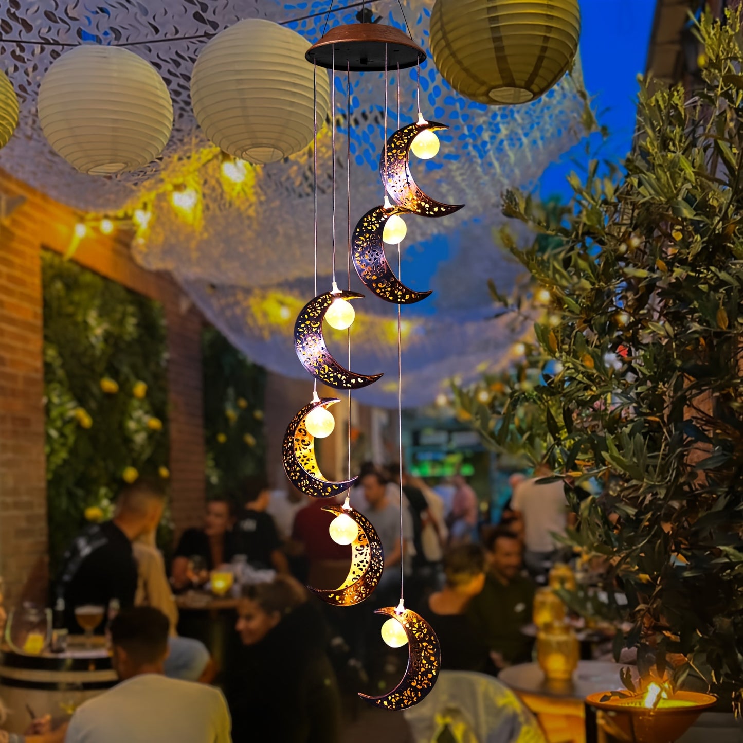 Solar Powered Moon Wind Chimes