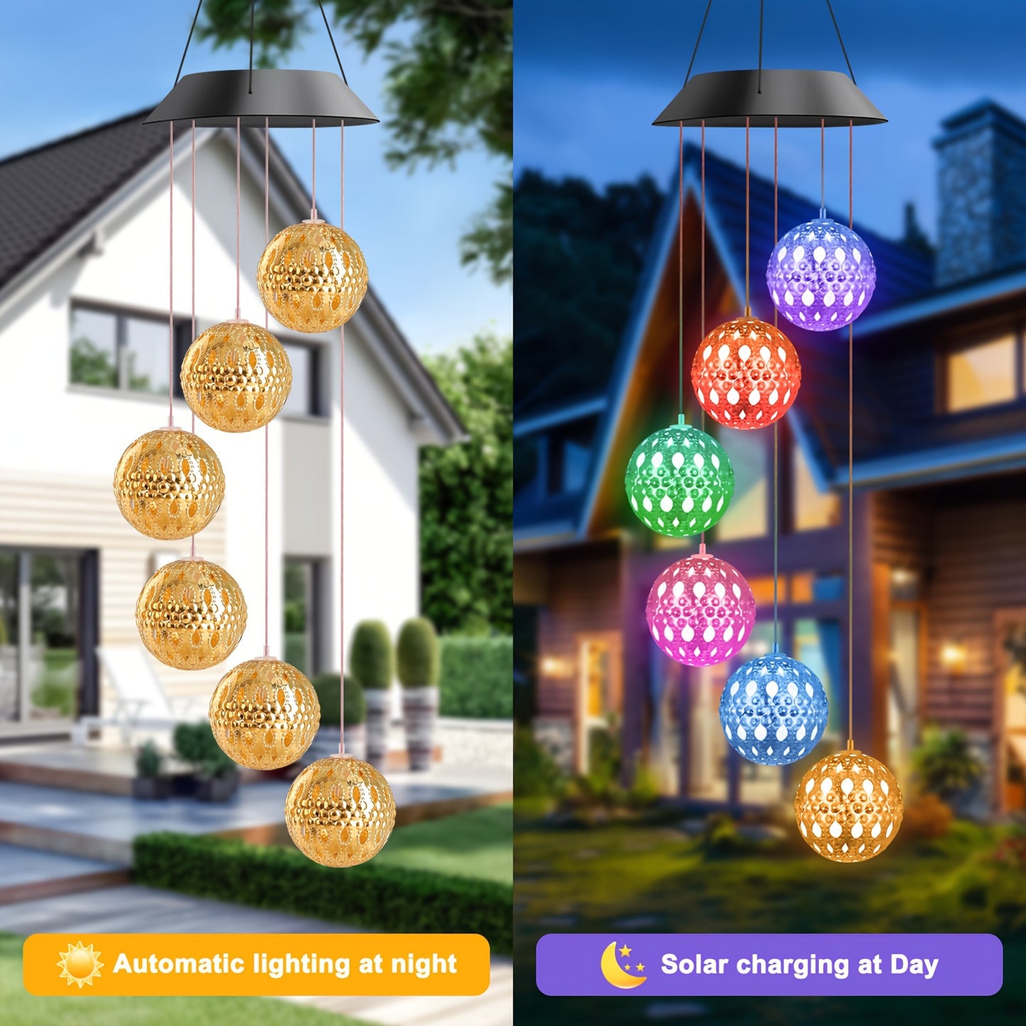 2pcs Solar Ball Wind Chime