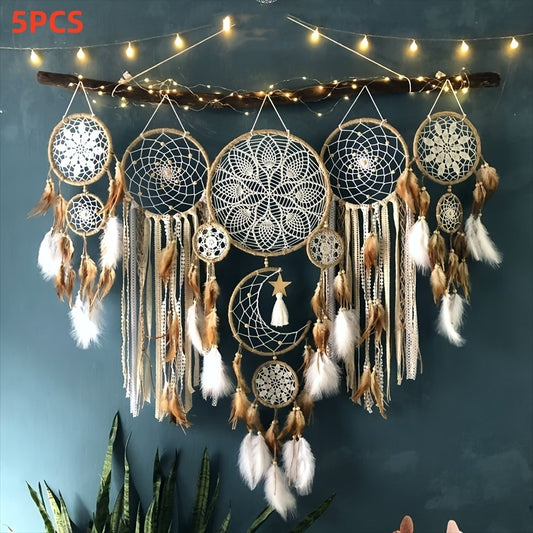 5 Pack Large Bohemian Dream Catchers