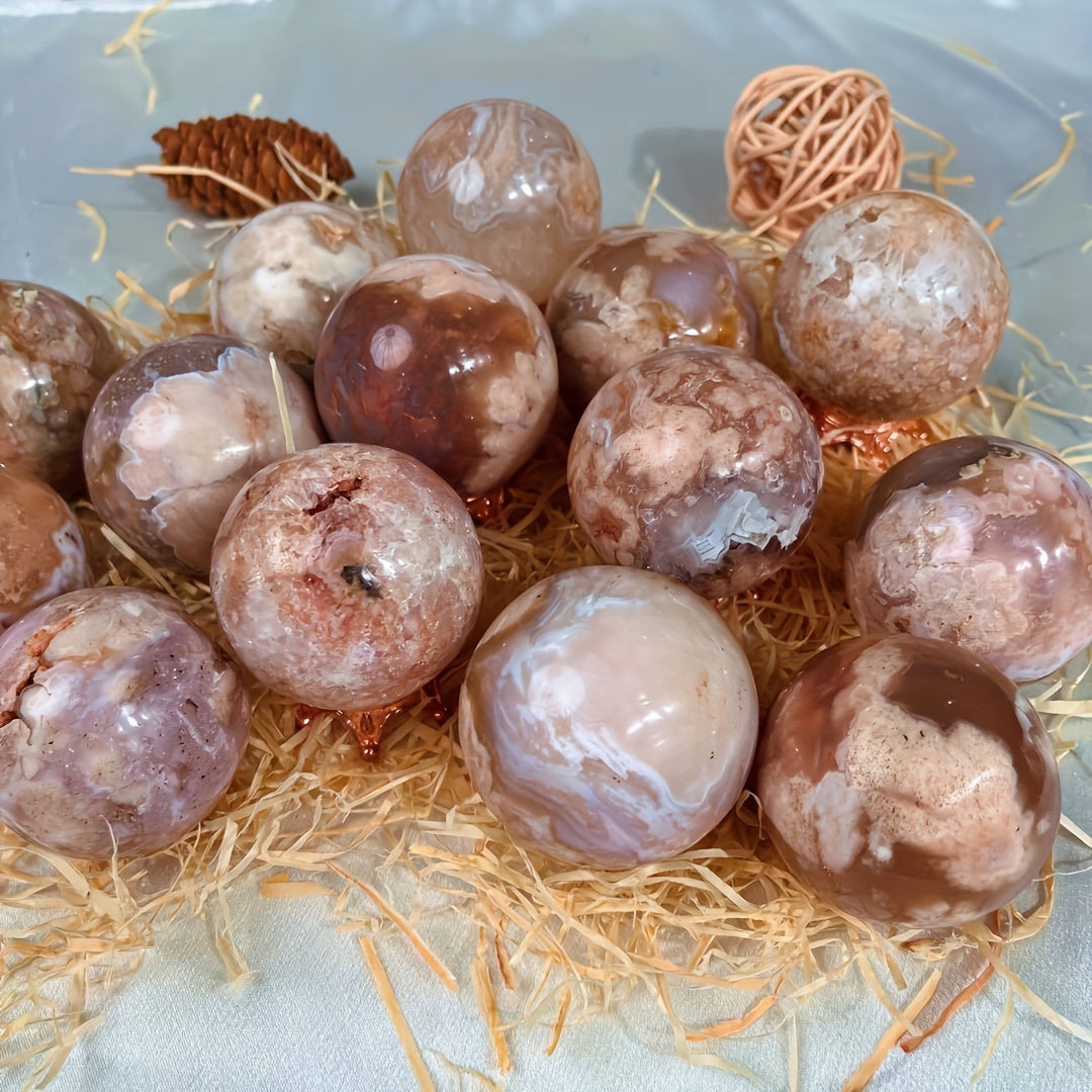 Natural Flower Agate Sphere