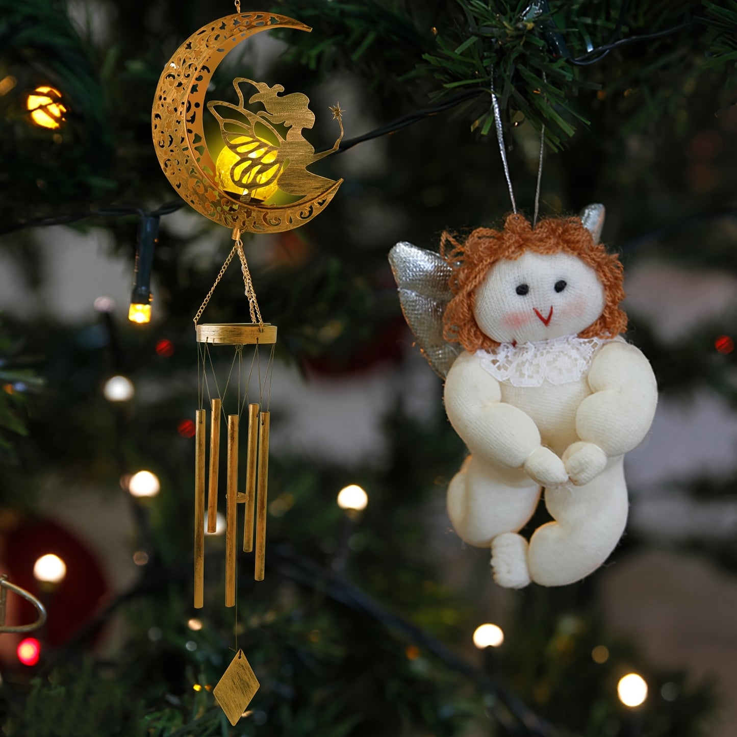 Solar-Powered Fairy Moon Wind Chimes