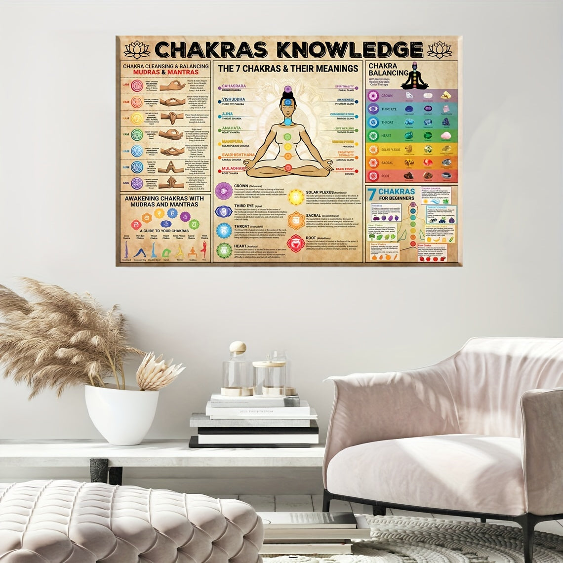 Chakra Awakening Vintage Canvas for Yoga, Reiki, Meditation