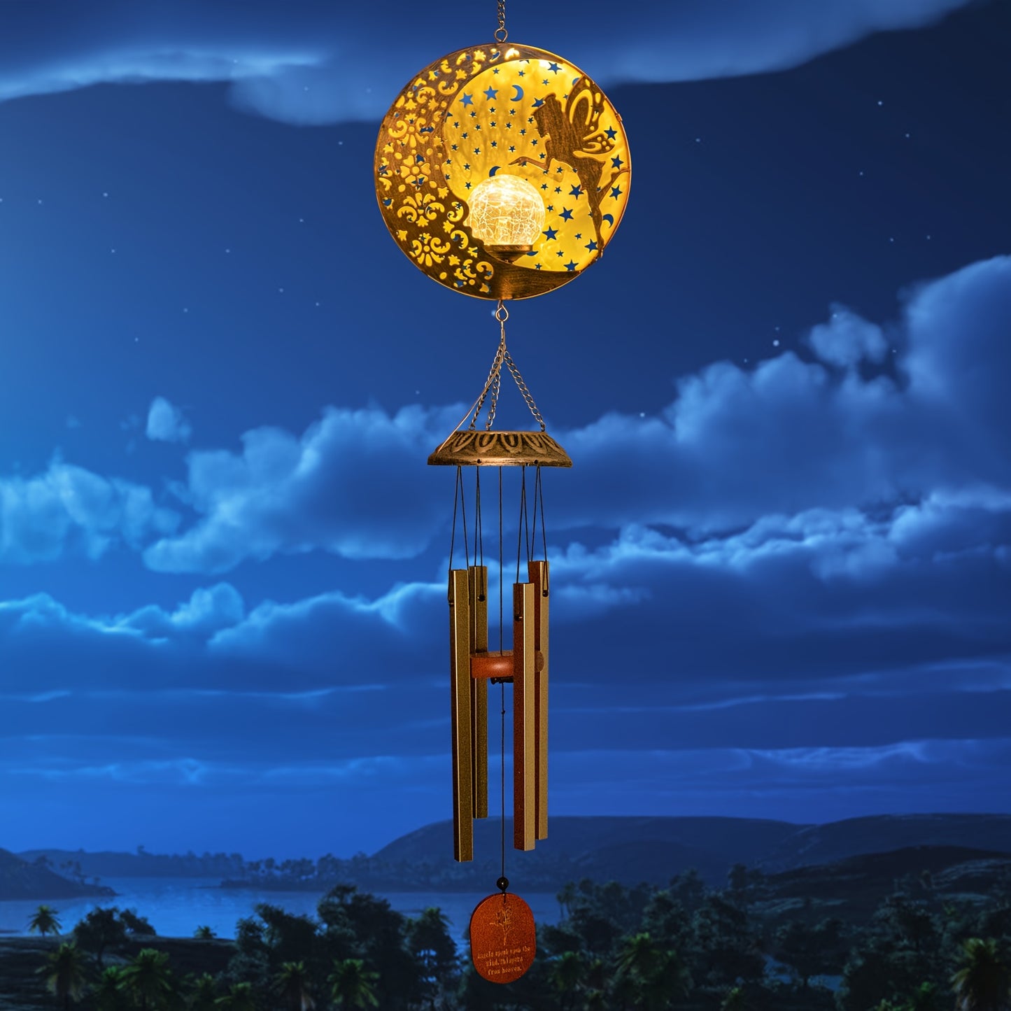 Solar Powered Fairy Moon Windchimes