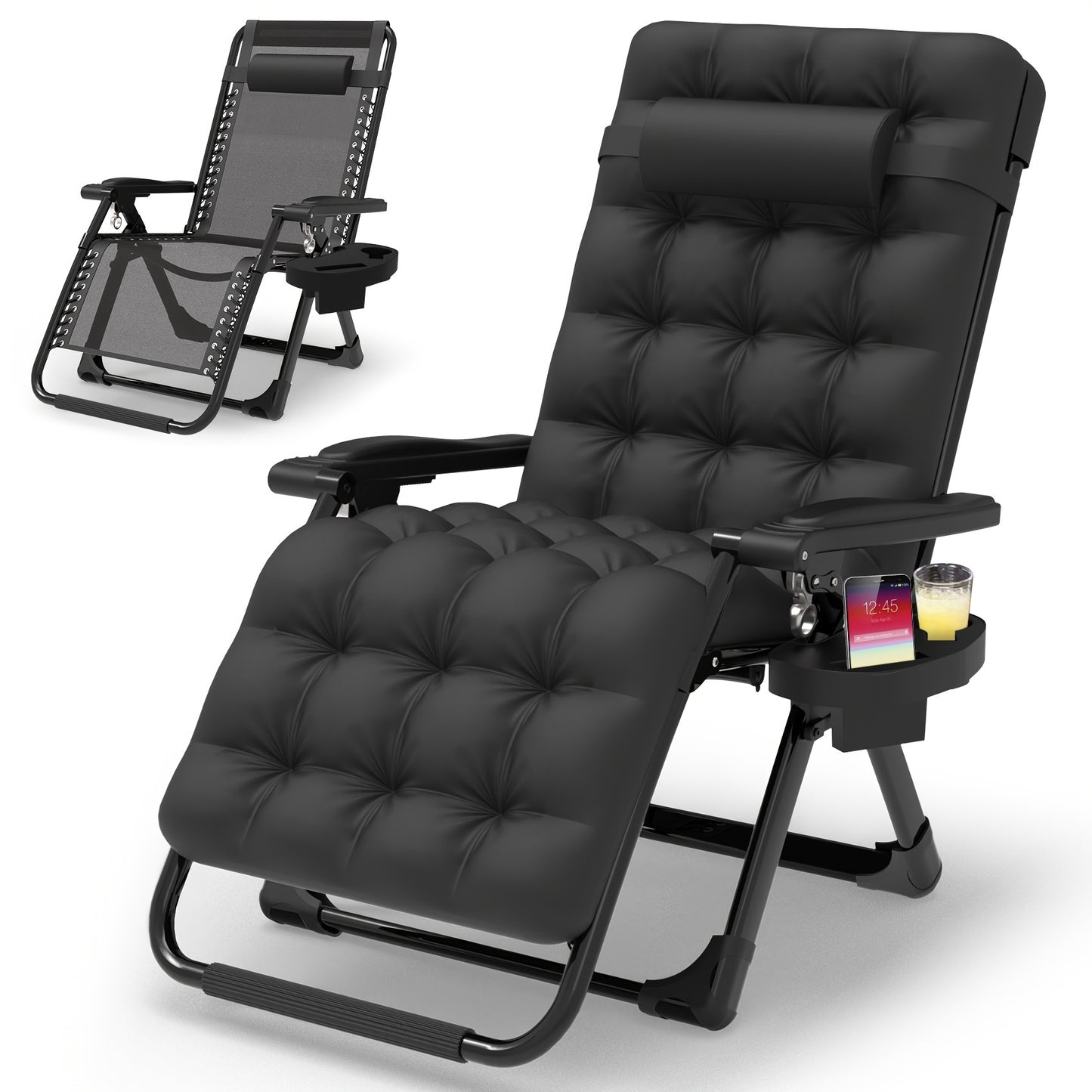 Folding Reclining Zero Gravity Chair W/Removable Cushion - Great For Reiki